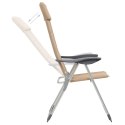 VidaXL Krzesła turystyczne, 2 szt., kremowe, 58x69x111 cm, aluminium