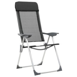 VidaXL Składane krzesła turystyczne, 2 szt., czarne, aluminiowe