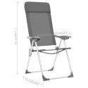 VidaXL Składane krzesła turystyczne, 2 szt., szare, aluminiowe