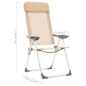 VidaXL Składane krzesła turystyczne, 4 szt., kremowe, aluminiowe