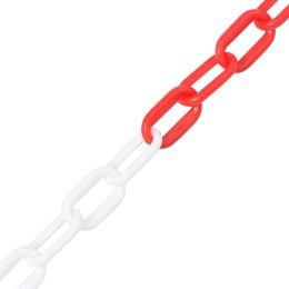 VidaXL Łańcuch ostrzegawczy, czerwono-biały, 100 m, Ø6 mm, plastikowy