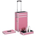 VidaXL Wózek na akcesoria do makijażu, aluminiowy, różowy