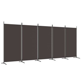 VidaXL Parawan 5-panelowy, brązowy, 433x180 cm, tkanina
