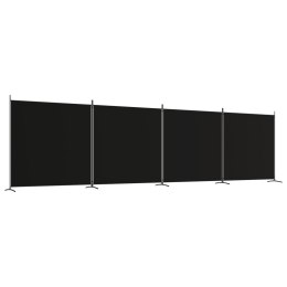 VidaXL Parawan 4-panelowy, czarny, 698x180 cm, tkanina