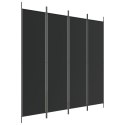 VidaXL Parawan 4-panelowy, czarny, 200x200 cm, tkanina