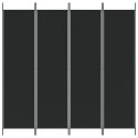 VidaXL Parawan 4-panelowy, czarny, 200x200 cm, tkanina
