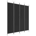 VidaXL Parawan 4-panelowy, czarny, 200x220 cm, tkanina
