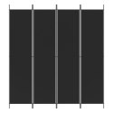 VidaXL Parawan 4-panelowy, czarny, 200x220 cm, tkanina