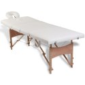 VidaXL Składany stół do masażu z drewnianą ramą, 4 strefy, kremowy