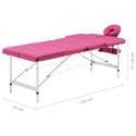VidaXL Składany stół do masażu, 3-strefowy, aluminiowy, różowy