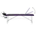 VidaXL Składany stół do masażu, 3-strefy, aluminiowy, czarno-fioletowy