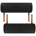 VidaXL Składany stół do masażu z drewnianą ramą, 3 strefy, czarny