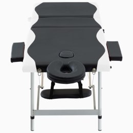 VidaXL Składany stół do masażu, 3-strefowy, aluminiowy, czarno-biały