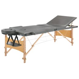 VidaXL Stół do masażu, 3-strefowy, drewniana rama, antracyt, 186x68 cm