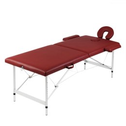 VidaXL Składany stół do masażu z aluminiową ramą, 2 strefy, czerwony