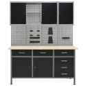 VidaXL Stół roboczy z 4 panelami ściennymi i 2 szafkami