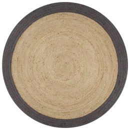 VidaXL Ręcznie wykonany dywanik, juta, ciemnoszara krawędź, 150 cm