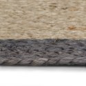 VidaXL Ręcznie wykonany dywanik, juta, ciemnoszara krawędź, 150 cm