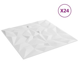 VidaXL Panele ścienne, 24 szt., białe, 50x50 cm, XPS, 6 m², ametyst