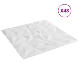 VidaXL Panele ścienne, 48 szt., białe, 50x50 cm, XPS, 12 m², ametyst