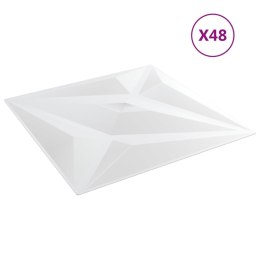 VidaXL Panele ścienne, 48 szt., białe, 50x50 cm, XPS, 12 m², gwiazda