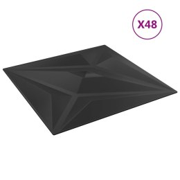 VidaXL Panele ścienne, 48 szt., czarne, 50x50 cm, XPS, 12 m², gwiazda