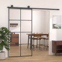 VidaXL Drzwi przesuwne, czarne, 102,5x205 cm, szkło ESG i aluminium