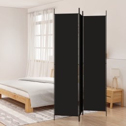 VidaXL Parawan 3-panelowy, czarny, 150x220 cm, tkanina