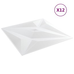 VidaXL Panele ścienne, 12 szt., białe, 50x50 cm, XPS, 3 m², gwiazda