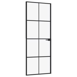 VidaXL Drzwi wewnętrzne, czarne, 76x201,5 cm, szkło i aluminium