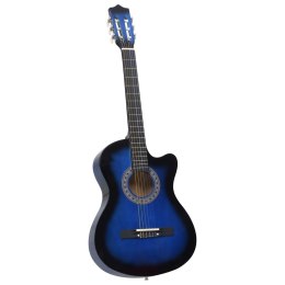 VidaXL Gitara klasyczna z wycięciem, 6 strun, niebieska, 38