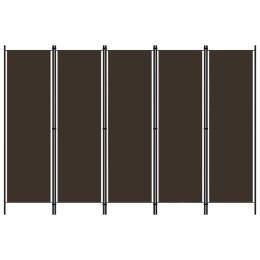 VidaXL Parawan 5-panelowy, brązowy, 250 x 180 cm