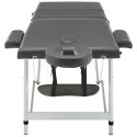 VidaXL Stół do masażu, 3 strefy, rama z aluminium, antracyt, 186x68cm