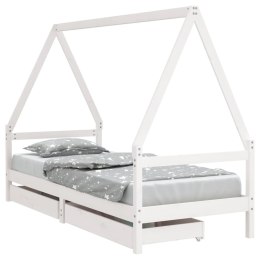 VidaXL Rama łóżka dziecięcego z szufladami, biała, 90x190 cm, sosna