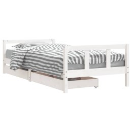 VidaXL Rama łóżka dziecięcego z szufladami, biała, 90x200 cm, sosnowa