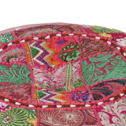 VidaXL Okrągły puf patchworkowy, ręcznie robiony, 40 x 20 cm, różowy