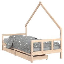 VidaXL Rama łóżka dziecięcego z szufladami, 90x190 cm, lita sosna