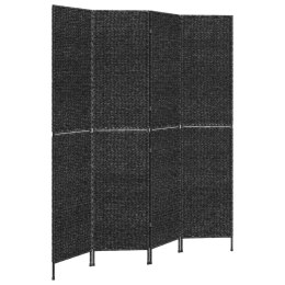 VidaXL Parawan pokojowy, 4-panelowy, czarny, 163x180 cm, hiacynt wodny