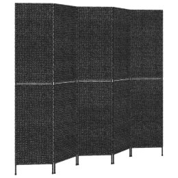 VidaXL Parawan pokojowy, 5-panelowy, czarny, 205x180 cm, hiacynt wodny