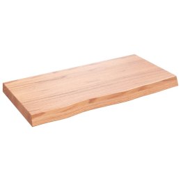 VidaXL Blat do stołu, jasnobrązowy, 80x40x(2-6)cm, lite drewno dębowe