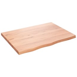 VidaXL Blat do stołu, jasnobrązowy, 80x60x(2-4)cm, lite drewno dębowe