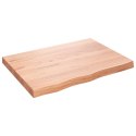 VidaXL Blat do stołu, jasnobrązowy, 80x60x(2-6)cm, lite drewno dębowe
