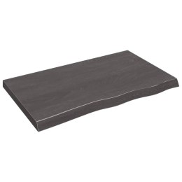 VidaXL Blat stołu, ciemnobrązowy, 100x60x(2-6) cm, lite drewno dębowe