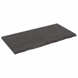 VidaXL Blat stołu, ciemnobrązowy, 120x60x(2-4) cm, lite drewno dębowe