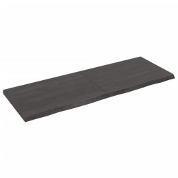 VidaXL Blat stołu, ciemnobrązowy, 140x50x(2-4) cm, lite drewno dębowe