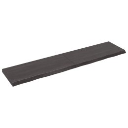 VidaXL Blat stołu, ciemnobrązowy, 220x50x(2-6) cm, lite drewno dębowe
