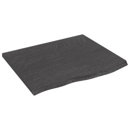 VidaXL Blat stołu, ciemnobrązowy, 60x50x2 cm, lite drewno dębowe