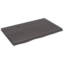 VidaXL Blat stołu, ciemnobrązowy, 80x50x(2-4) cm, lite drewno dębowe