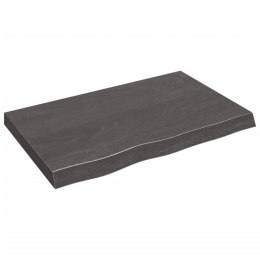 VidaXL Blat stołu, ciemnobrązowy, 80x50x(2-6) cm, lite drewno dębowe