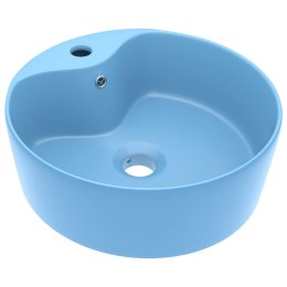 VidaXL Umywalka z przelewem, matowy błękit, 36x13 cm, ceramiczna